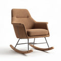Fauteuil à bascule en tissu marron avec structure en métal et bois dimensions 75 x 70 x 90 cm