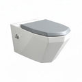 Toilette suspendue en céramique blanche avec abattant gris 45 x 35 x 30cm