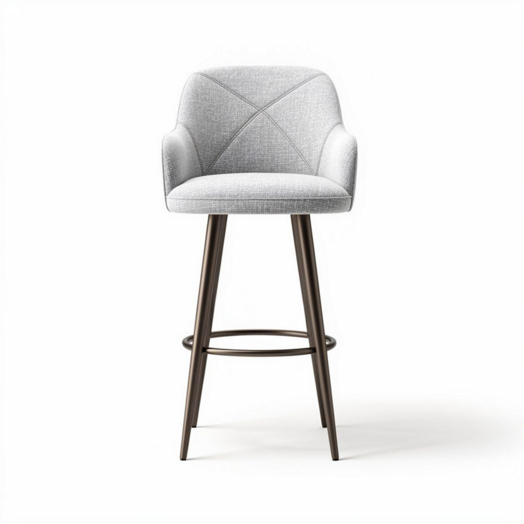 Tabouret de bar en tissu gris avec structure métallique hauteur 100 cm