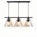 lustre suspendu en métal noir avec abat-jours en verre transparent 40 x 20 x 30cm