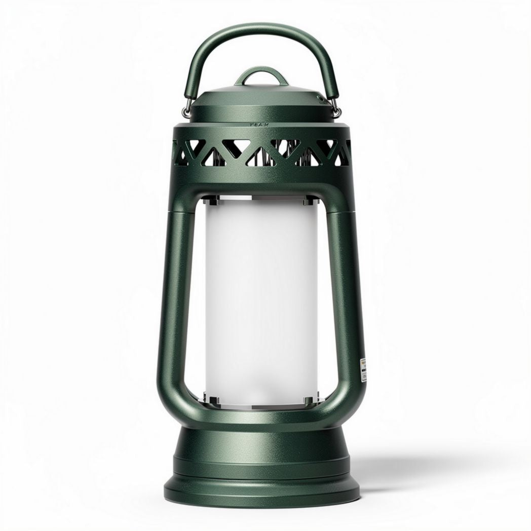 Lampe en métal vert de 25 x 15 x 35cm pour usage extérieur avec éclairage LED