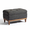 Ottoman en tissu gris foncé avec pieds en bois dimensions 80 x 40 x 40cm