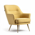 Fauteuil en tissu jaune avec pieds en métal doré dimensions 75 x 75 x 85cm